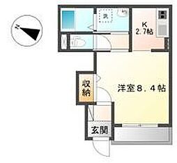 ソレイユエステート ワンルームの間取図画像