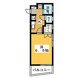ポナール日新 1Kの間取図画像