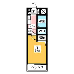 エスポワールオオハラ 1Kの間取図画像