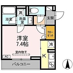 Gloire府中分梅町 1Kの間取図画像