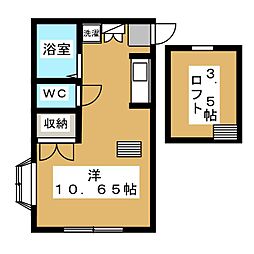 メゾン・ド・Ｋ 2階ワンルームの間取り