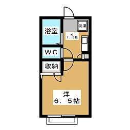 パストラルハイツ 1階1Kの間取り