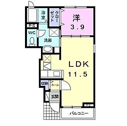 シェンデュグランペール 1階1LDKの間取り