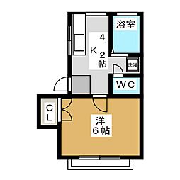プチメゾン 2階1Kの間取り
