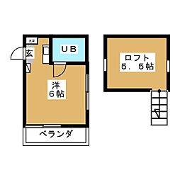 メグミコーポ 2階ワンルームの間取り