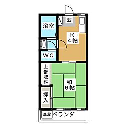 オークハイム 1DKの間取図画像