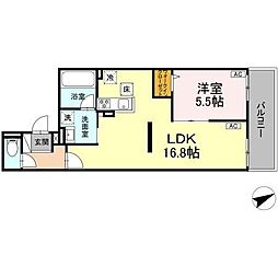 D-residence稲城 1階1LDKの間取り