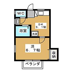 スプリング 1階1DKの間取り