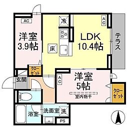 セレスティア上北沢 2LDKの間取図画像