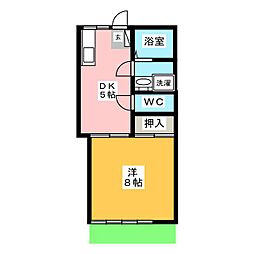 コスモファイブ 1DKの間取図画像