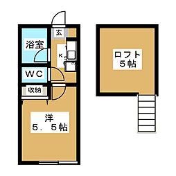 リヴィエール府中 1Kの間取図画像