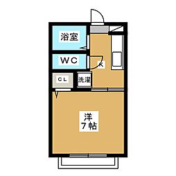 スカイレジデンス 1Kの間取図画像