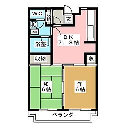パルファンヴェール 2DKの間取図画像