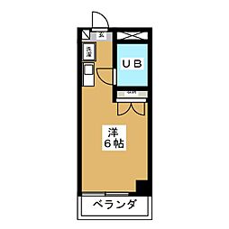 パディーフィールドハウス ワンルームの間取図画像