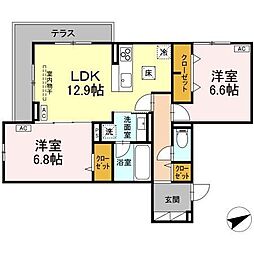 クラシアス 2LDKの間取図画像
