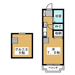 アズミパレス ワンルームの間取図画像