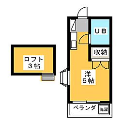 エスタ国分寺壱番館 1階ワンルームの間取り