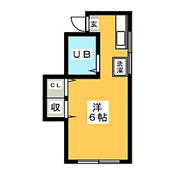 ハイツＯＮＯ 2階ワンルームの間取り