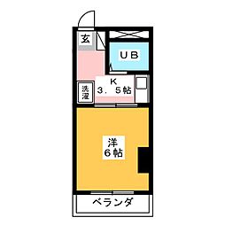 シンセリテイ津田 3階1Kの間取り