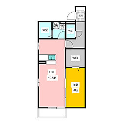 グレースブルック 1階1LDKの間取り