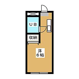 ハイム114 3階ワンルームの間取り