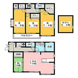 美大通貸家 2階4SLDKの間取り