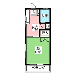 コーポ町田 2階1Kの間取り