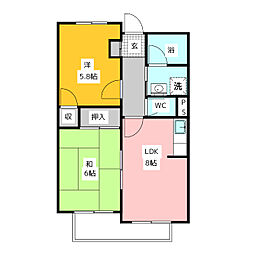 ガーデンハイツ 1階2DKの間取り