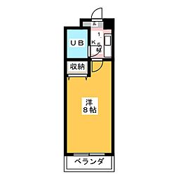 アーツハイム 2階1Kの間取り