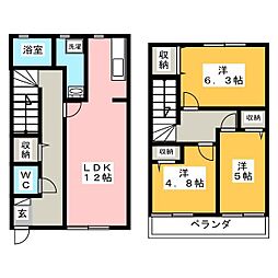 グレイス・パル国立A 1階3LDKの間取り