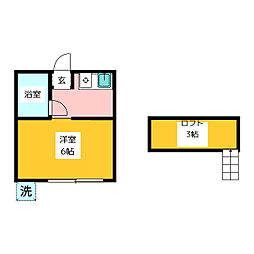 ホワイトキャッスル 1階1Kの間取り