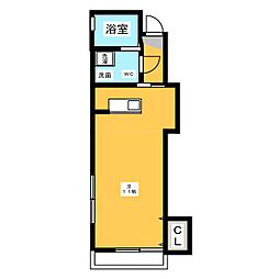 ディアコート 1階1Kの間取り