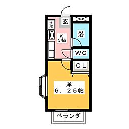 ジャポネ 305 3階1Kの間取り