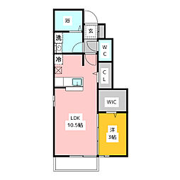 プリームスＣ棟 1階1LDKの間取り