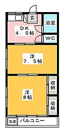 コーポ聖 2階2Kの間取り