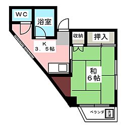 野村壱番館 1Kの間取図画像
