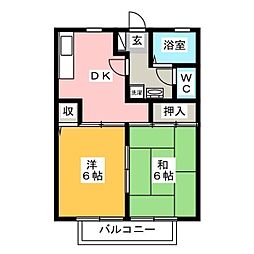 グレイス・パル1 2DKの間取図画像