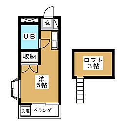 エスタ国分寺弐番館 ワンルームの間取図画像