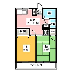 シティハイムローリエ 2DKの間取図画像