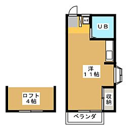 サンハイツ宮内 ワンルームの間取図画像