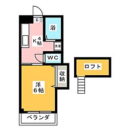 コーポ栄寿 1Kの間取図画像