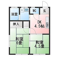 青葉荘 2DKの間取図画像