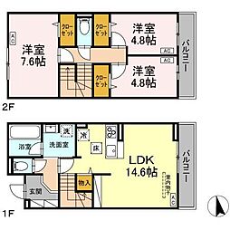 国分寺市北町3丁目タウンハウス 3LDKの間取図画像