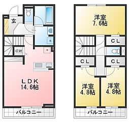 国分寺市北町3丁目アパート 3LDKの間取図画像