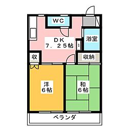 レジデンスジュン 2DKの間取図画像