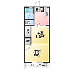 岡本ハイツ 2Kの間取図画像