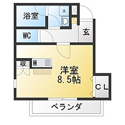 トミボナール ワンルームの間取図画像