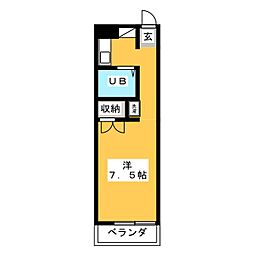 S・Tハイツ ワンルームの間取図画像