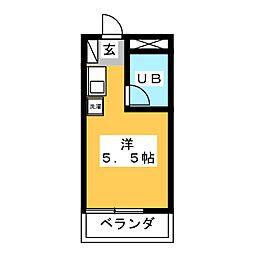 パークアベニューデュエット国分寺7 ワンルームの間取図画像