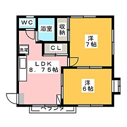 グリーンハイム 2DKの間取図画像